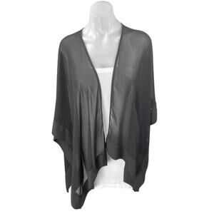 Karl Lagerfeld Black Mesh Sheer Kimono Open Cardigan Beach Cover Up Top OS